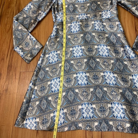 Miss Selfridge Blue Satin Longsleeve Tunic Dress - Picture 9 of 9